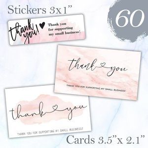 60 Pcs. Thank you Cards & Stickes Bundle